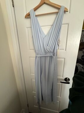 Babaton Pale Blue Midi Wrap Jumpsuit
